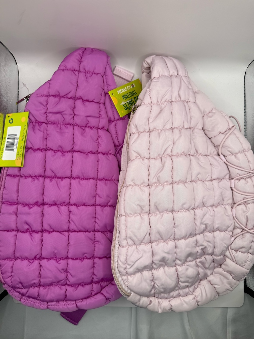 Pickle O’Jae Quilted Sling Bags in Hot Pink and Light Pink